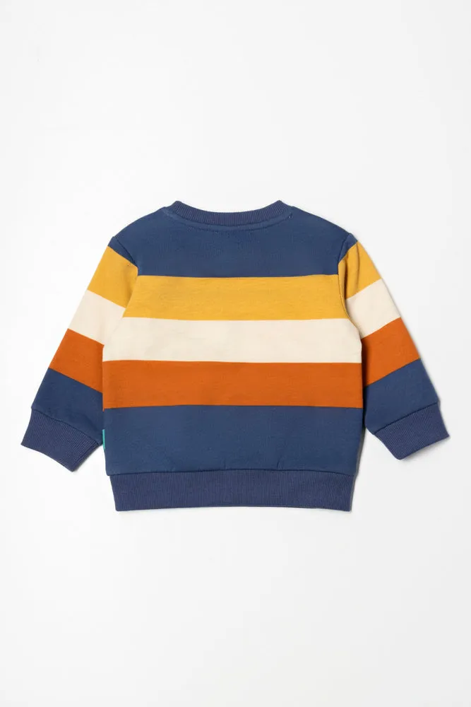 Animals Crew Neck Tracktop Blue And Yellow