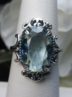 Aquamarine Ring, Choice of Gemstone, Oval Gem, Gothic Vintage Style Jewelry, #D84