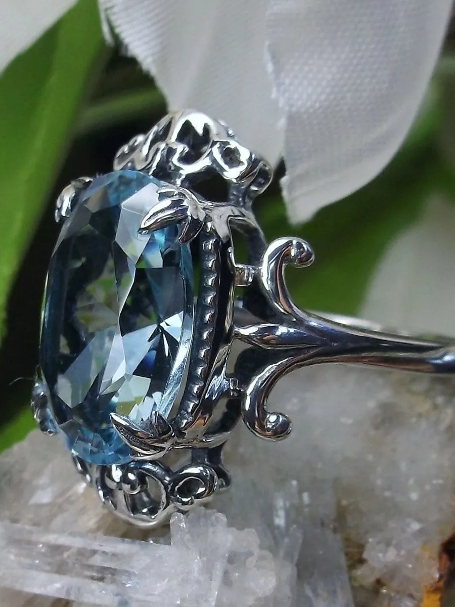 Aquamarine Ring, Choice of Gemstone, Oval Gem, Gothic Vintage Style Jewelry, #D84