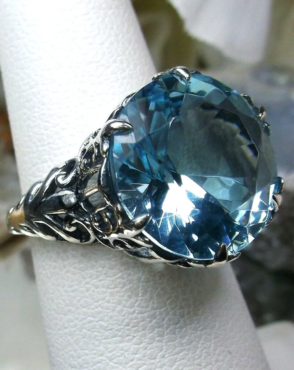 Aquamarine Ring, Romantic Gothic Jewelry #D123