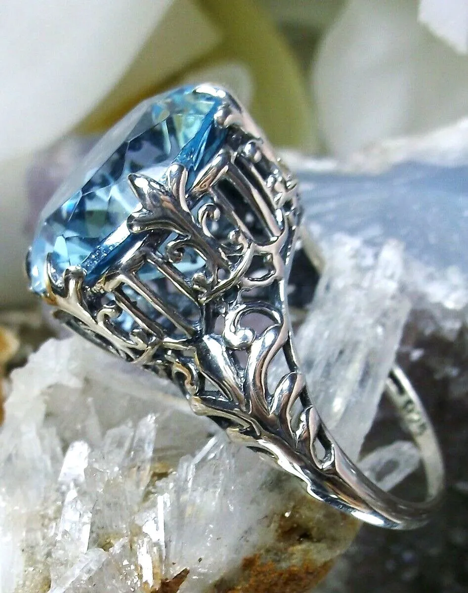 Aquamarine Ring, Romantic Gothic Jewelry #D123
