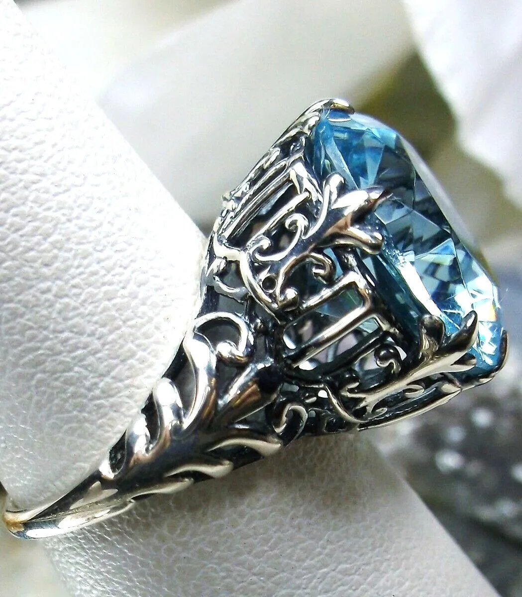 Aquamarine Ring, Romantic Gothic Jewelry #D123