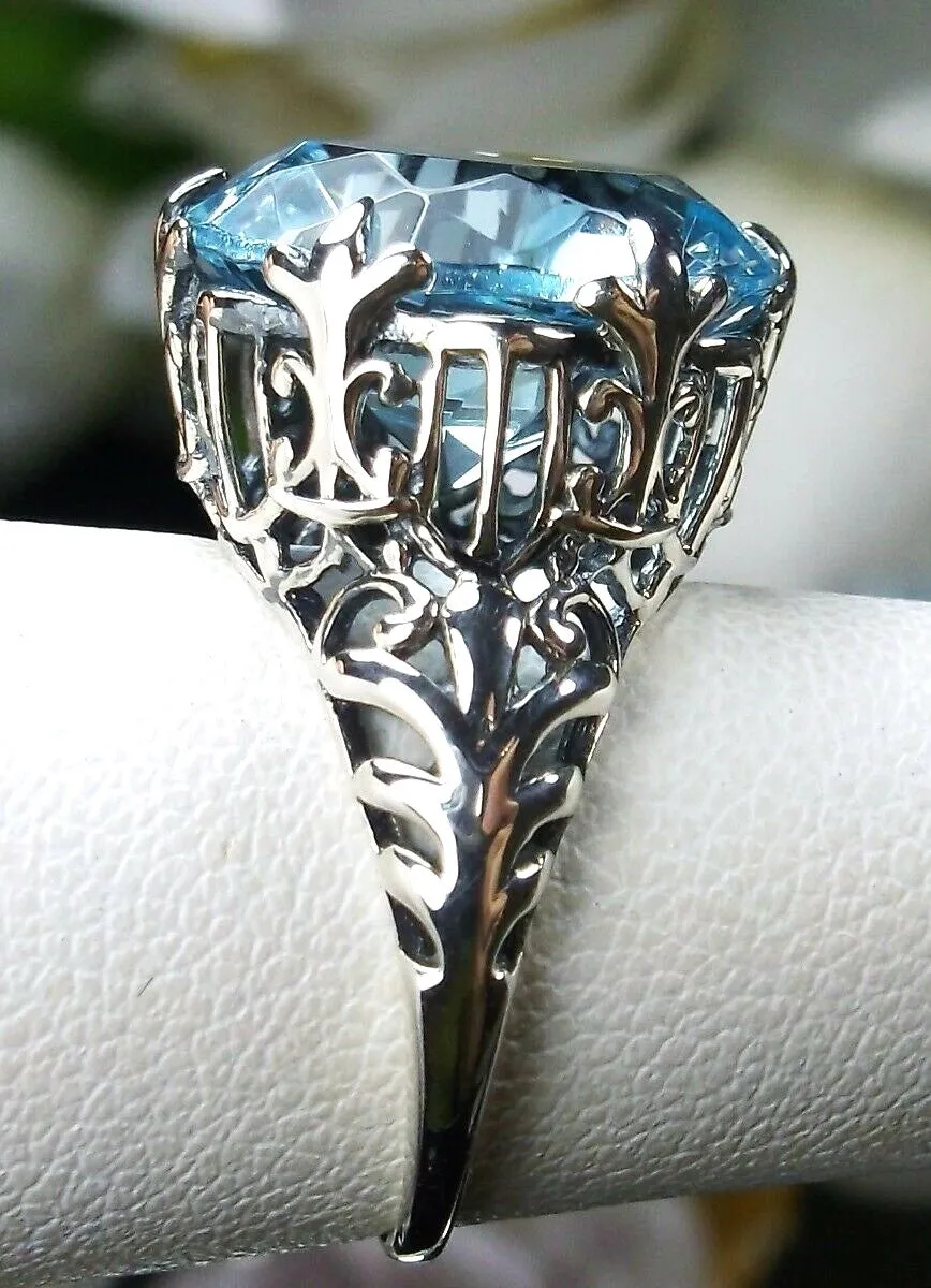 Aquamarine Ring, Romantic Gothic Jewelry #D123