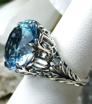 Aquamarine Ring, Romantic Gothic Jewelry #D123