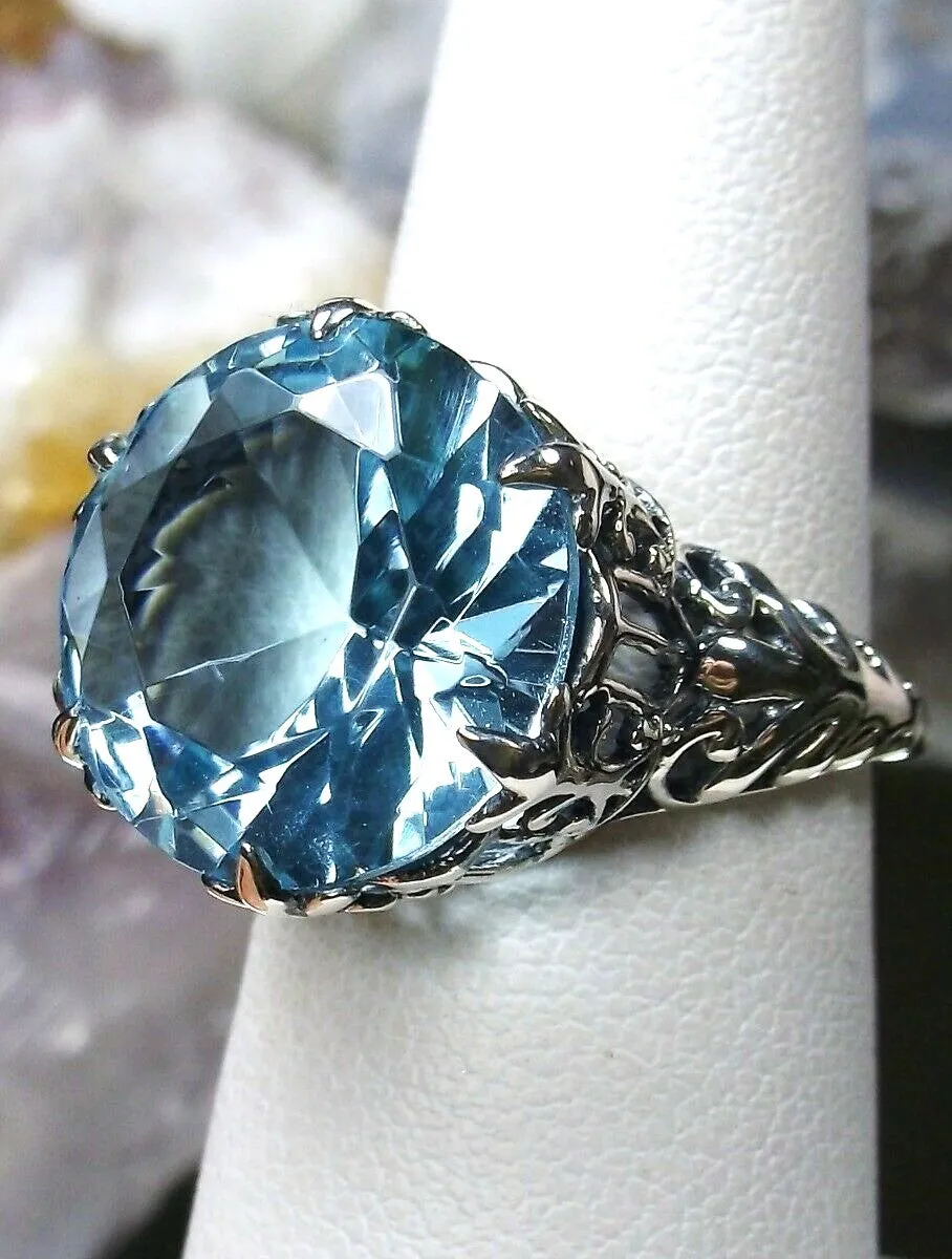 Aquamarine Ring, Romantic Gothic Jewelry #D123