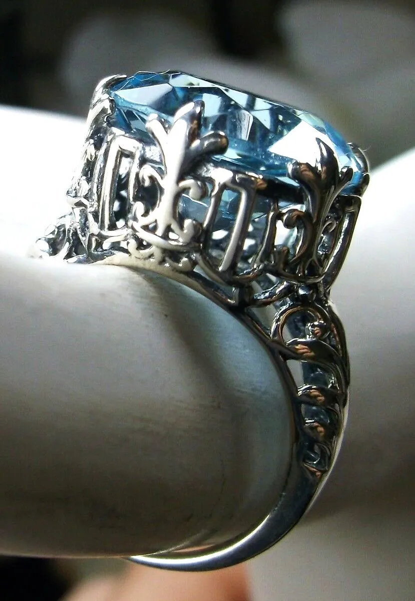 Aquamarine Ring, Romantic Gothic Jewelry #D123
