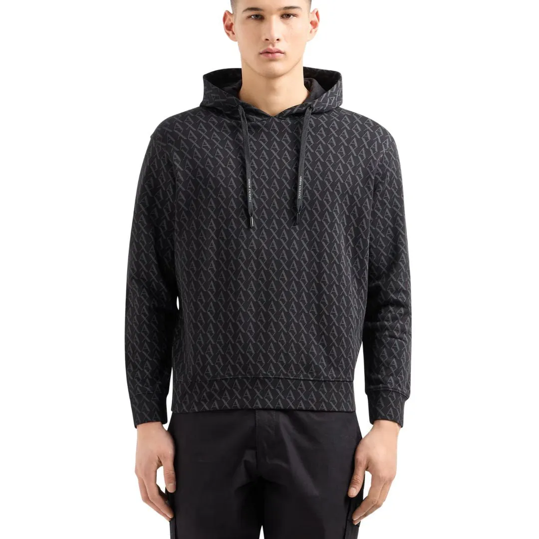 Armani Exchange All Over Logo Essentials Print Sweatshirt Men - BLK