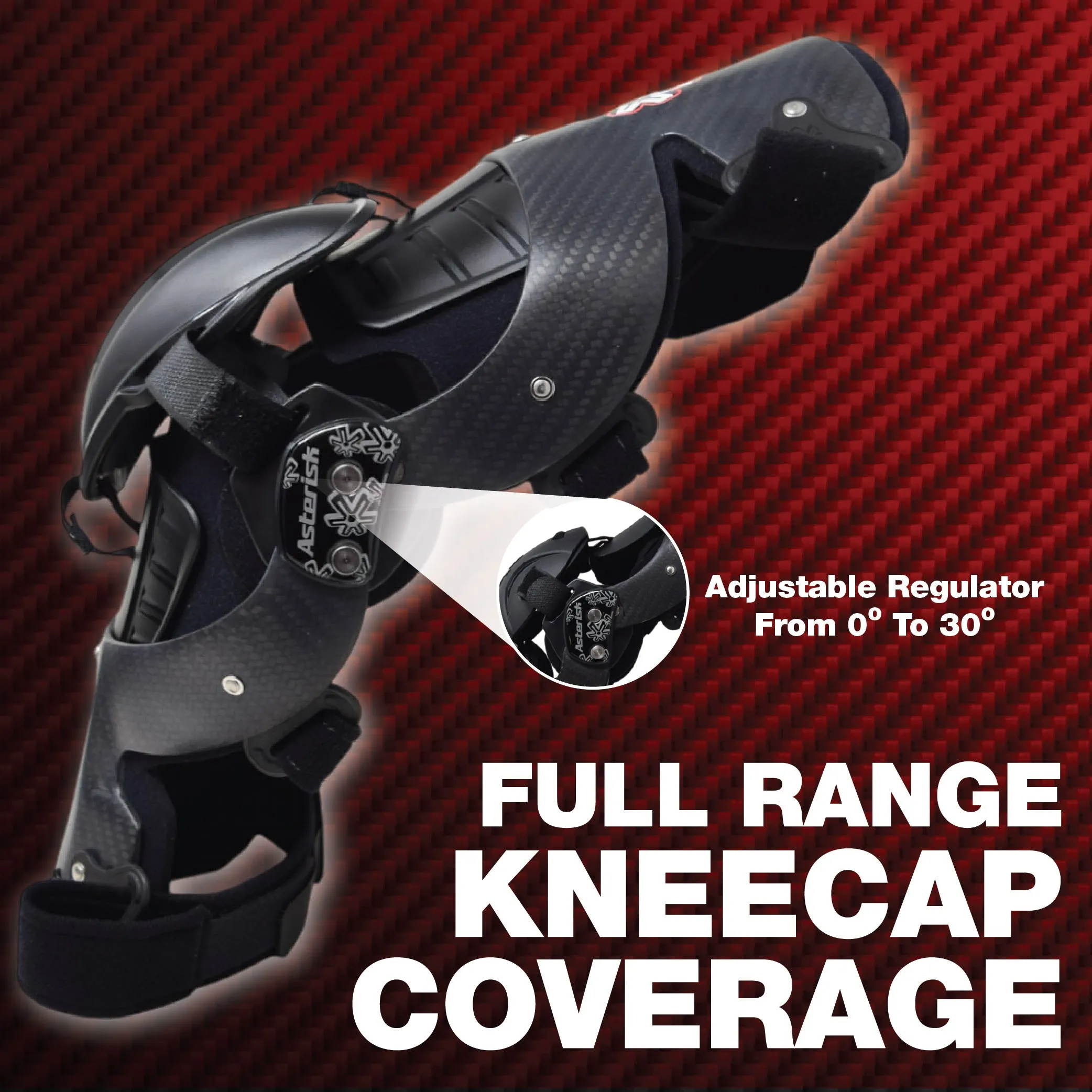 Asterisk Micro Cell - Youth Knee Protector Brace (Left Only) for Motocross, Snowboarding, Wakeboarding, Off-Roading,  Football, & More Junior Riders