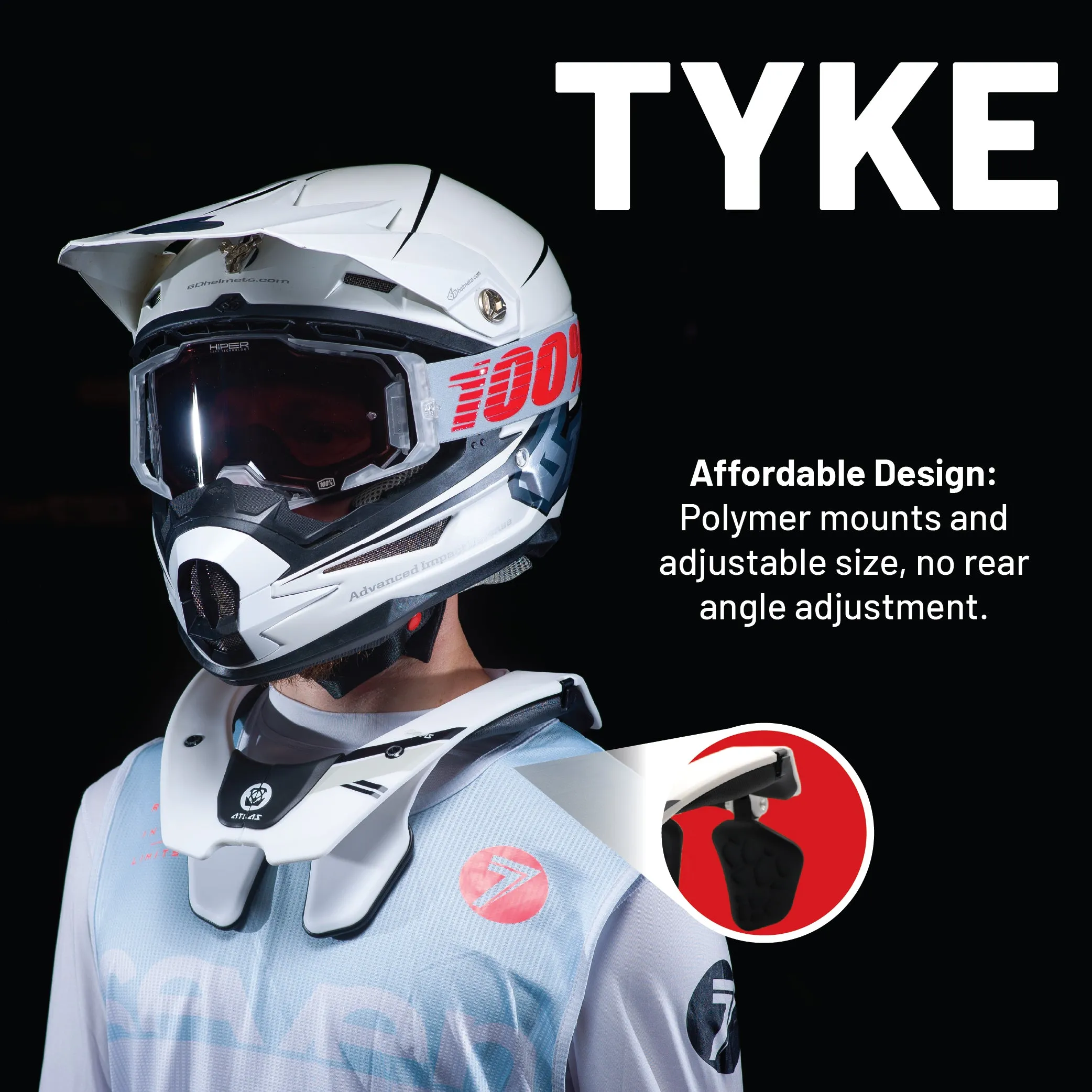 Atlas Tyke Anti-Compression Sport Neck Brace (Kids) for Use In: Powersports, Offroad Racing, Motocross, Mountain Biking, BMX, Snowmobiling, Snowboarding (White)