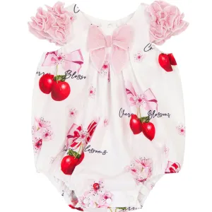 BALLOON CHIC - Cherry Romper - White