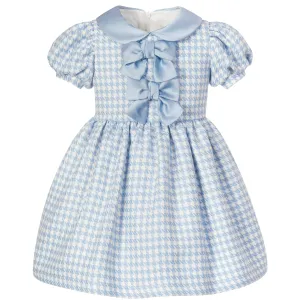 BALLOON CHIC - Double Bow Dog Tooth Dress - Blue