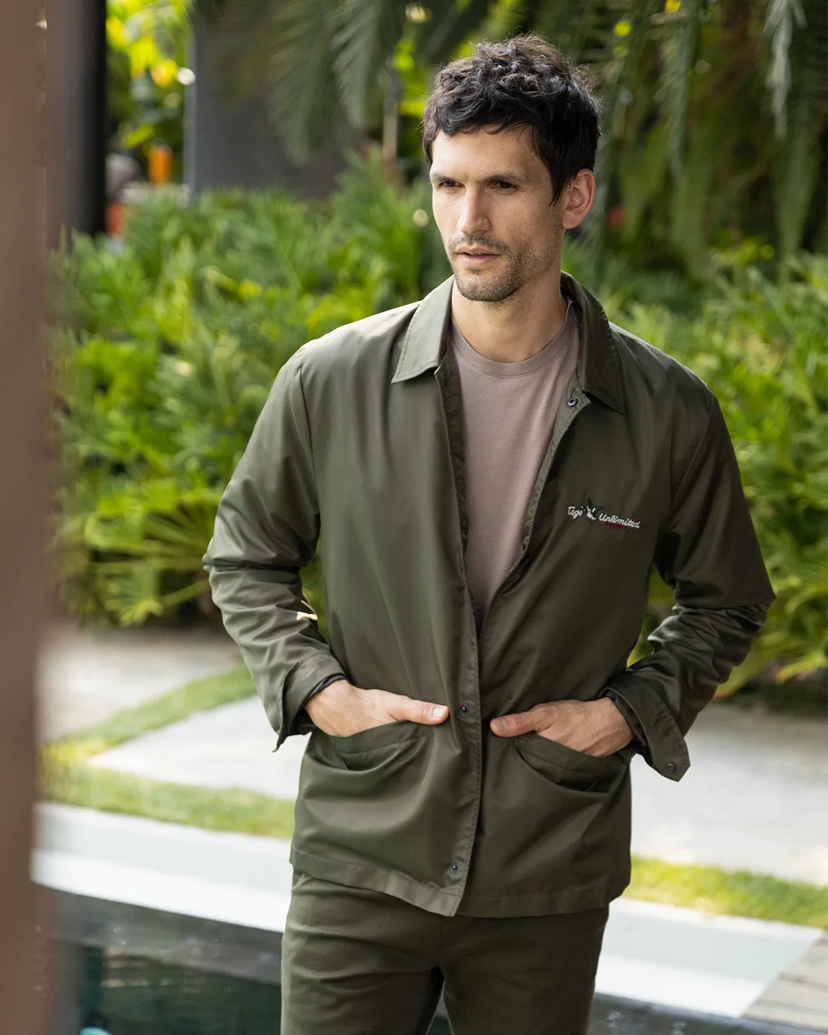 BASEBALL COACH JACKET IN GREEN