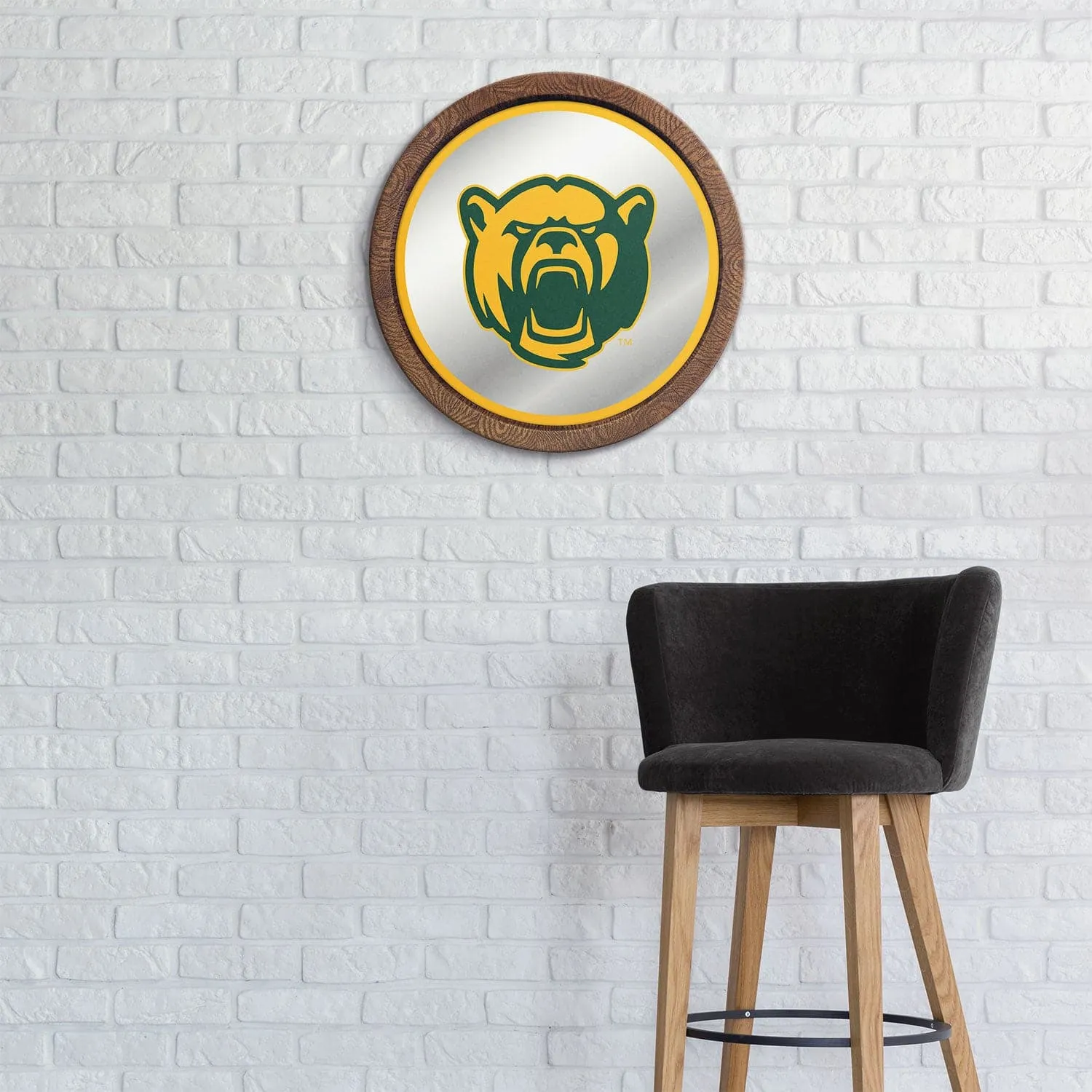 Baylor Bears: Bear - "Faux" Barrel Top Mirrored Wall Sign