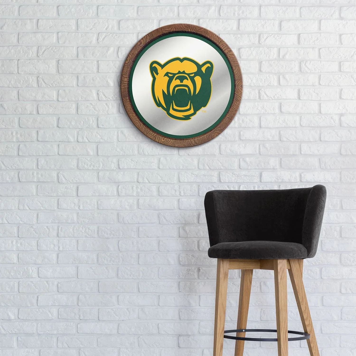 Baylor Bears: Bear - "Faux" Barrel Top Mirrored Wall Sign