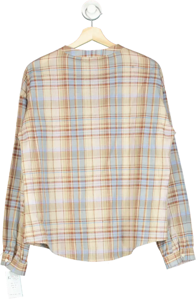 Beaufort & Blake Neutral Check Bouvardia Nehru Shirt L