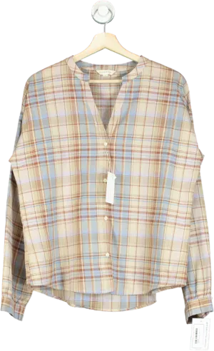 Beaufort & Blake Neutral Check Bouvardia Nehru Shirt L