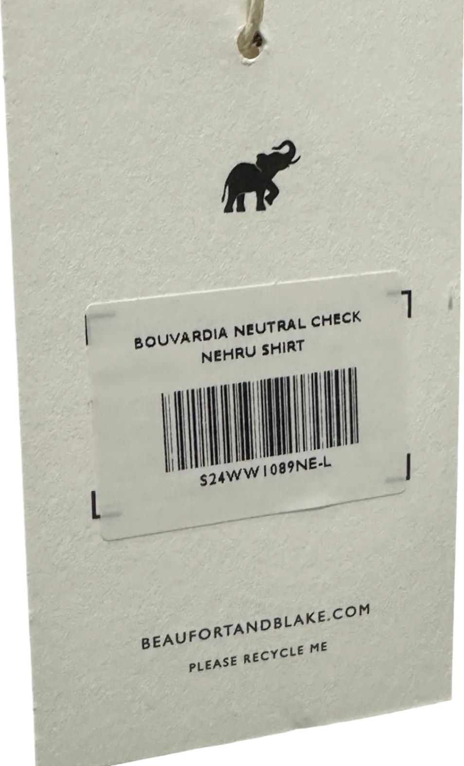 Beaufort & Blake Neutral Check Bouvardia Nehru Shirt L
