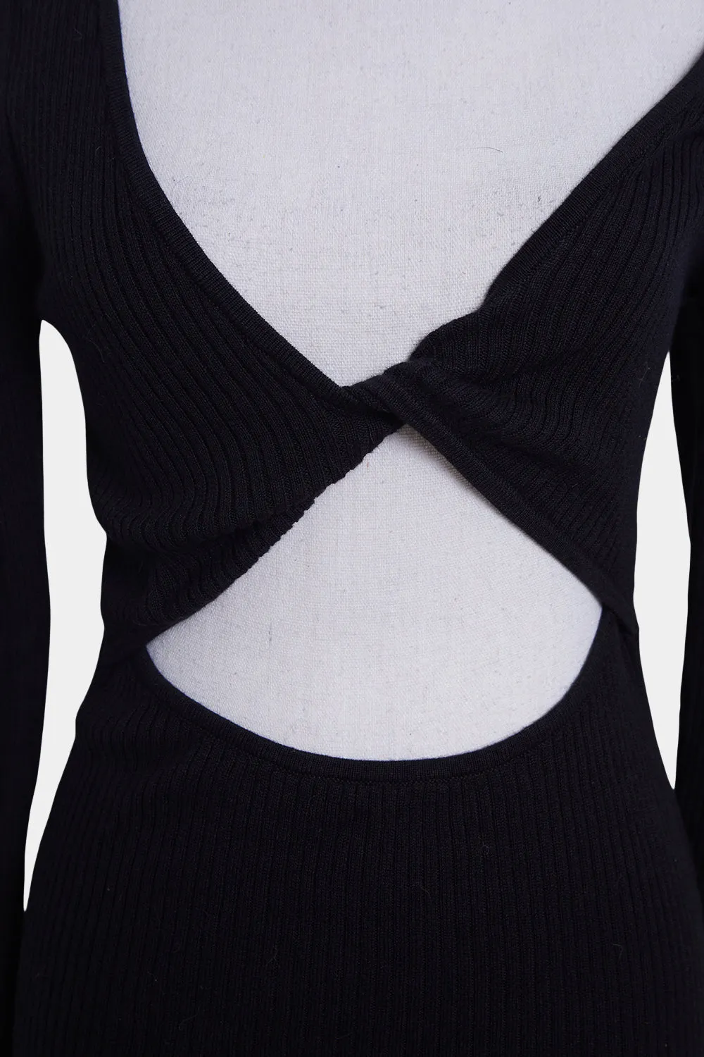 Bec   Bridge Black Twist Front Long Sleeve Knit Dress