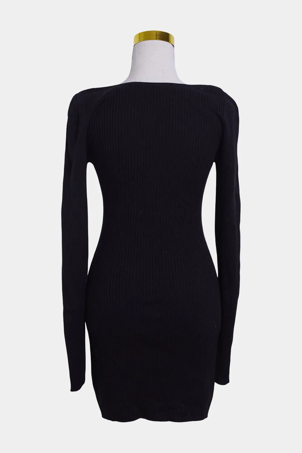 Bec   Bridge Black Twist Front Long Sleeve Knit Dress