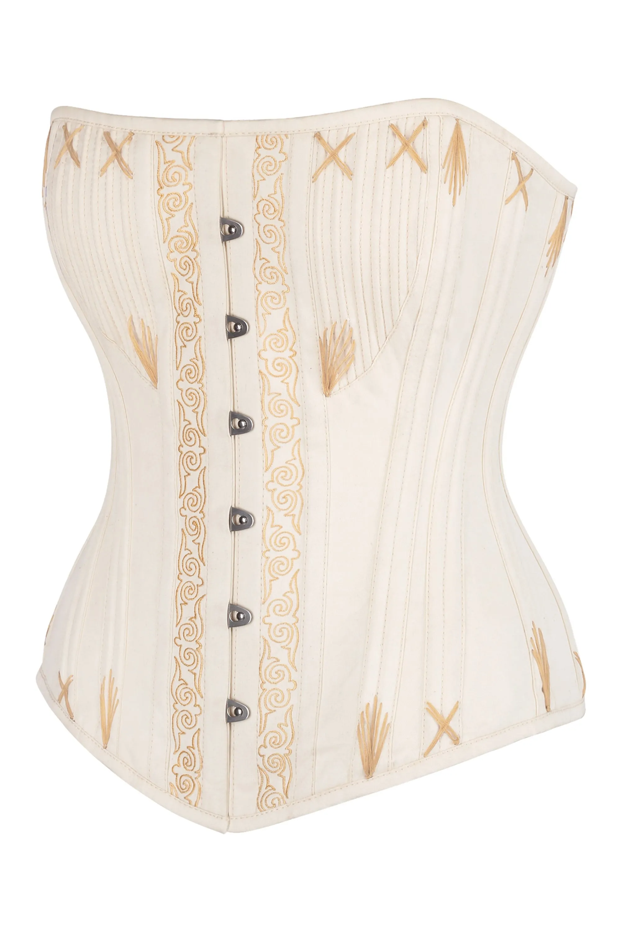 Beige Overbust Corset with Decorative Flossing
