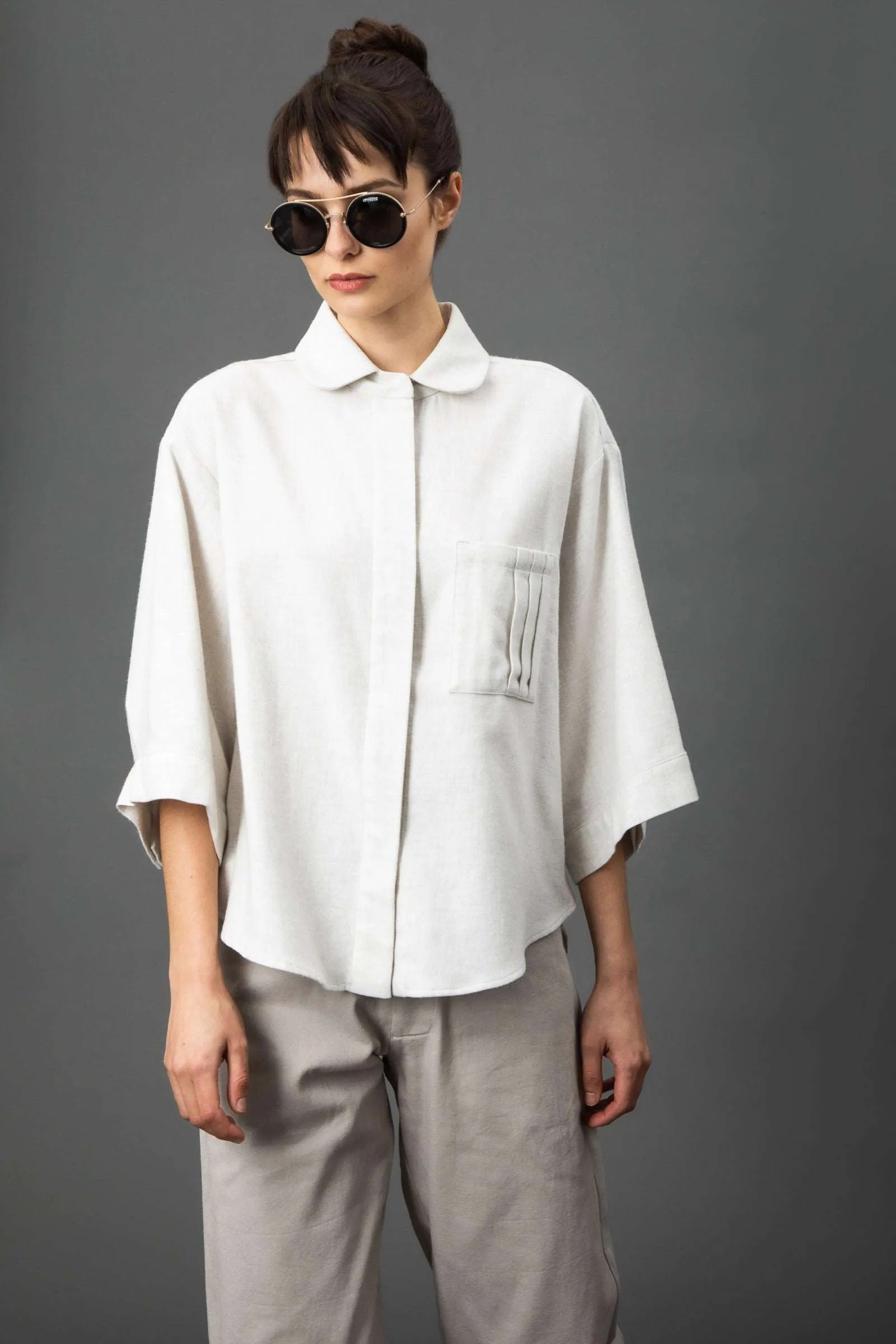 Belle Cream Oversized Button-down Shirt