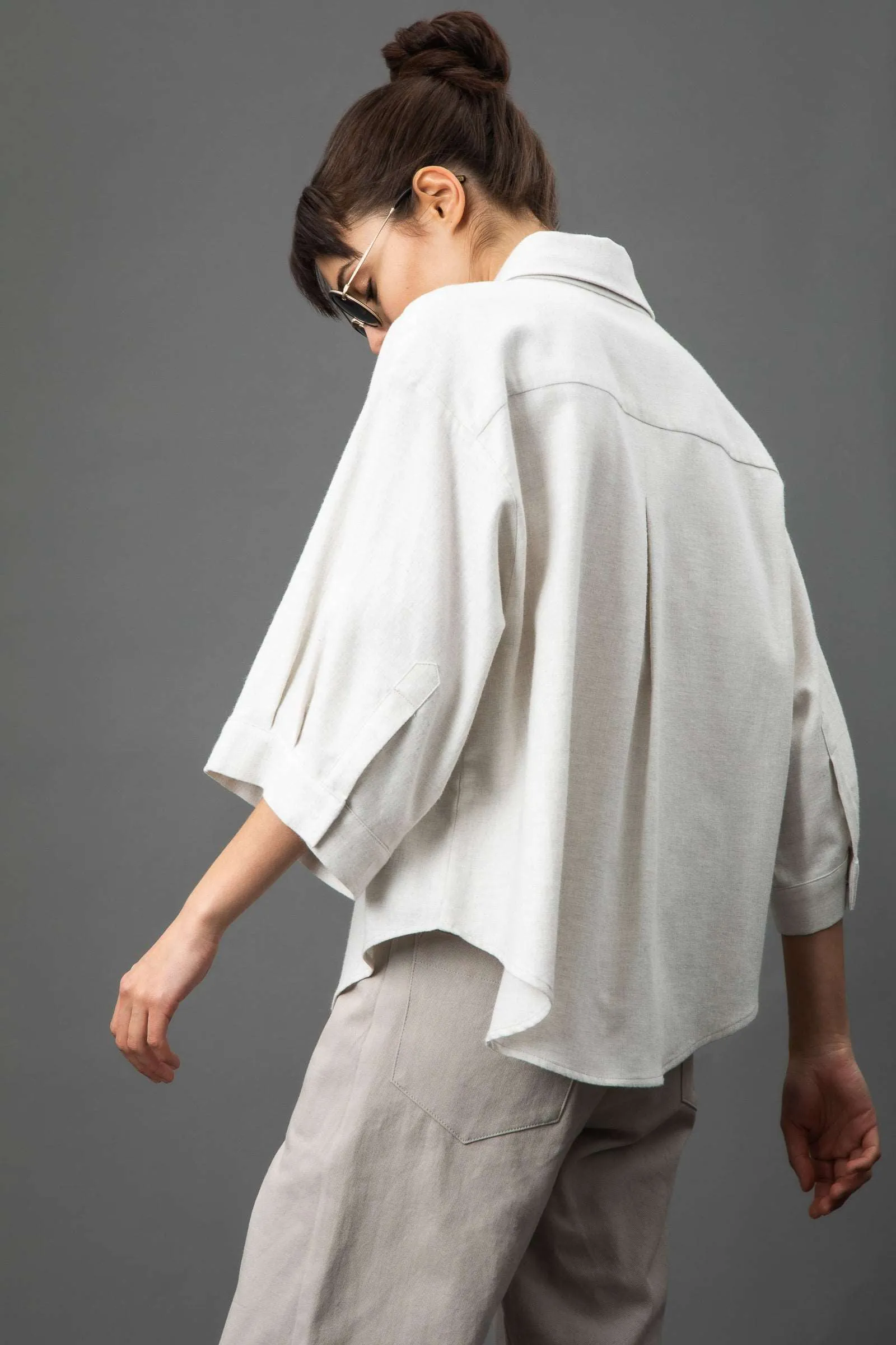 Belle Cream Oversized Button-down Shirt