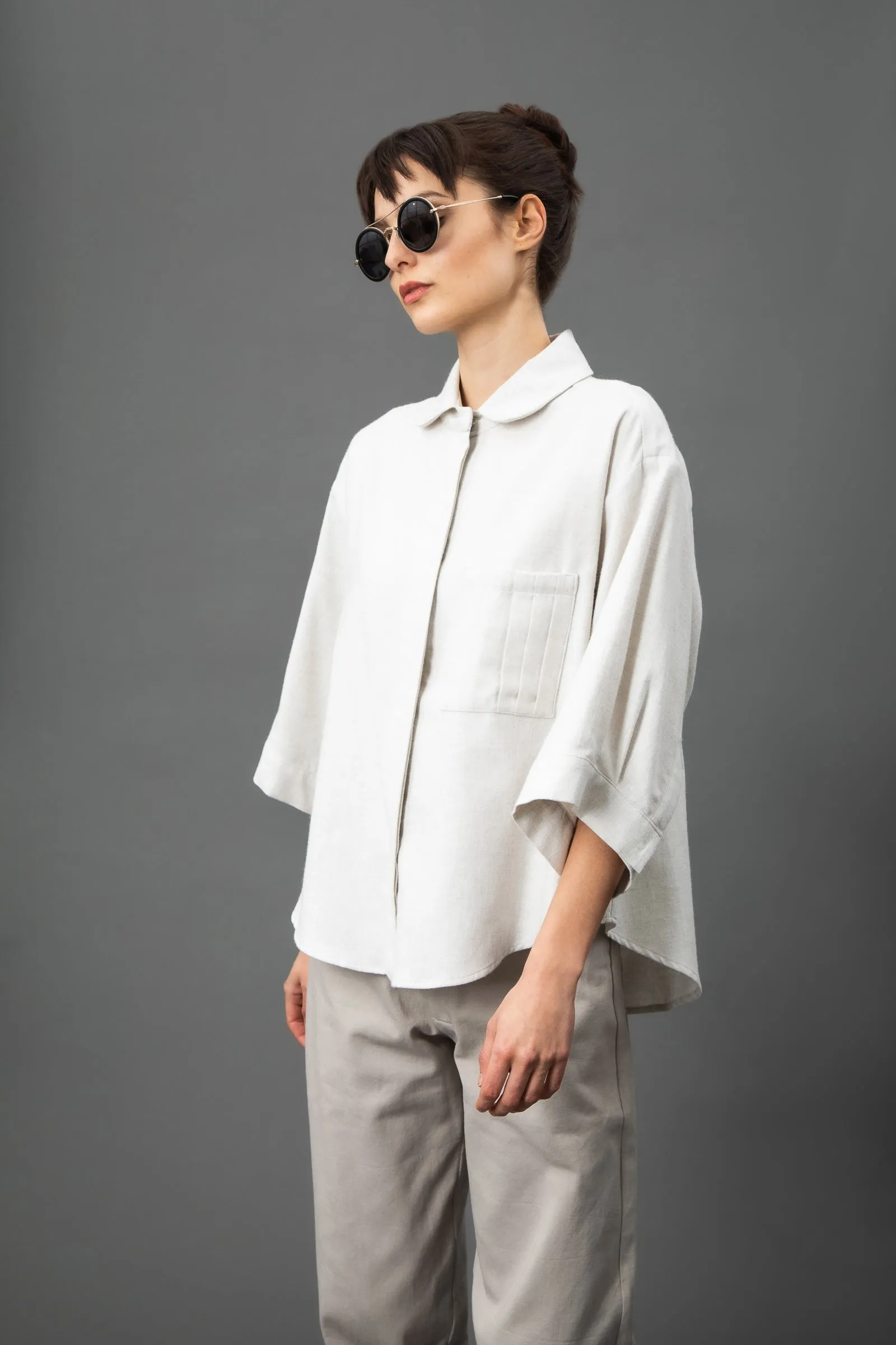 Belle Cream Oversized Button-down Shirt