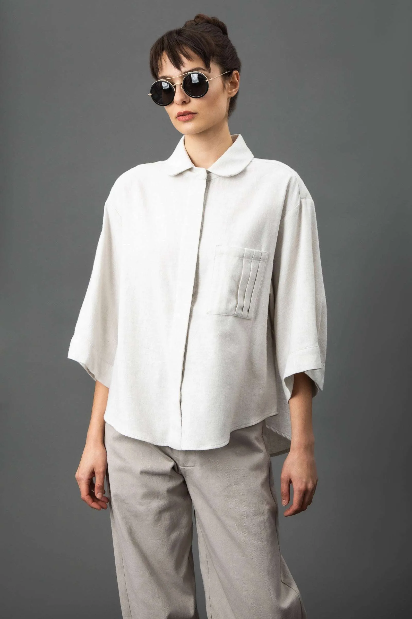 Belle Cream Oversized Button-down Shirt