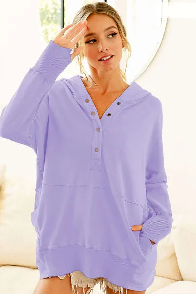 Belle Half Snap Dropped Shoulder Hoodie