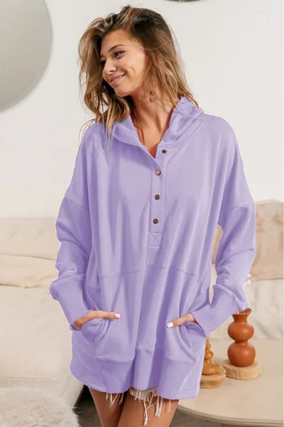 Belle Half Snap Dropped Shoulder Hoodie