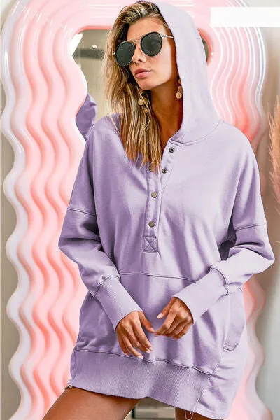 Belle Half Snap Dropped Shoulder Hoodie