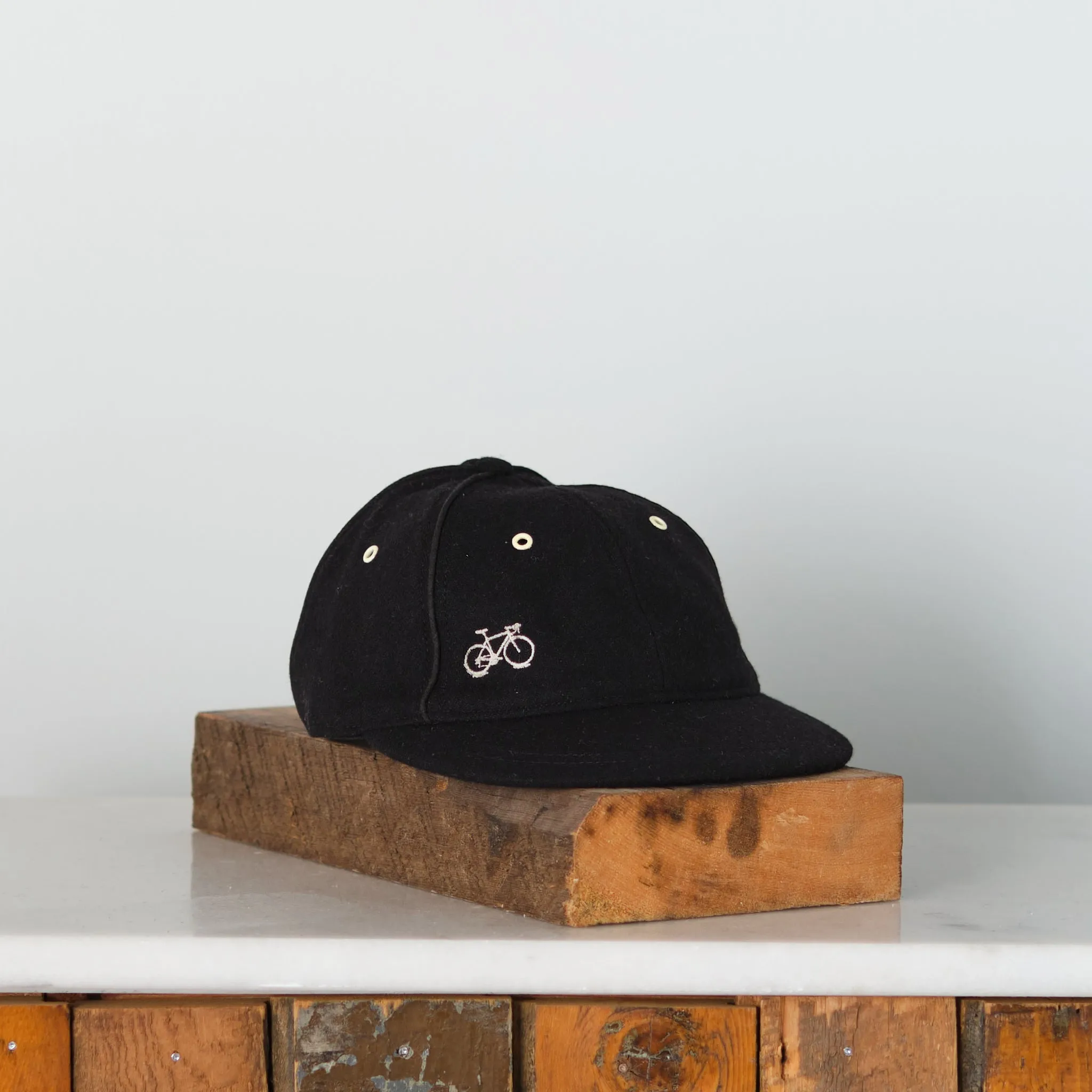 Bicycle, Mini embroidery Wool Felt Old Time Short Bill Ball Cap