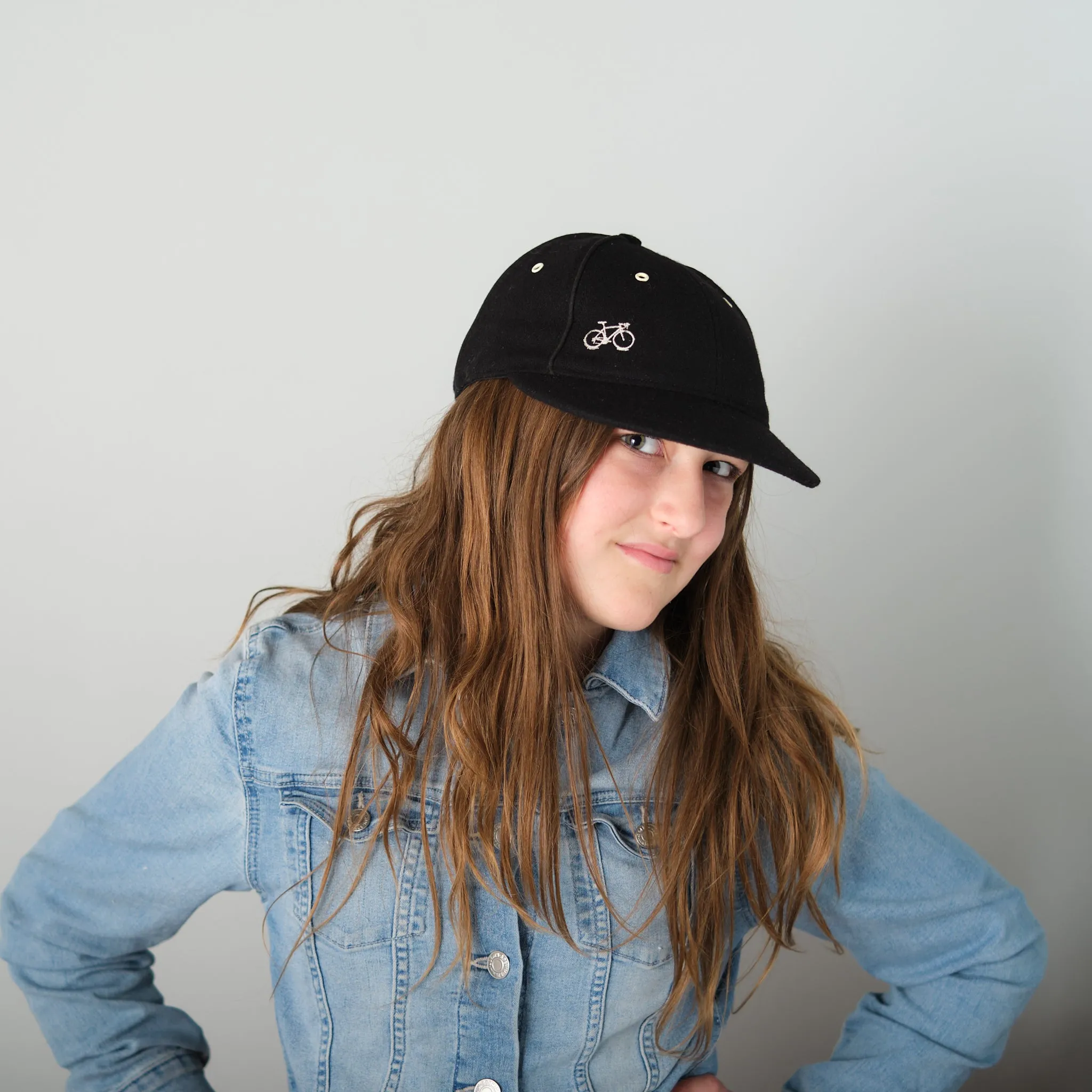 Bicycle, Mini embroidery Wool Felt Old Time Short Bill Ball Cap
