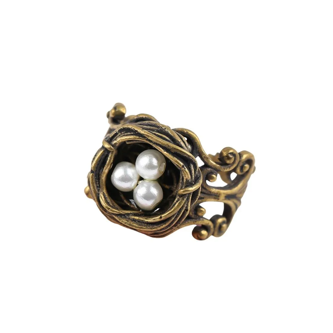 Bird's Nest Ring in Old Gold | Vintage | Adjustable Size