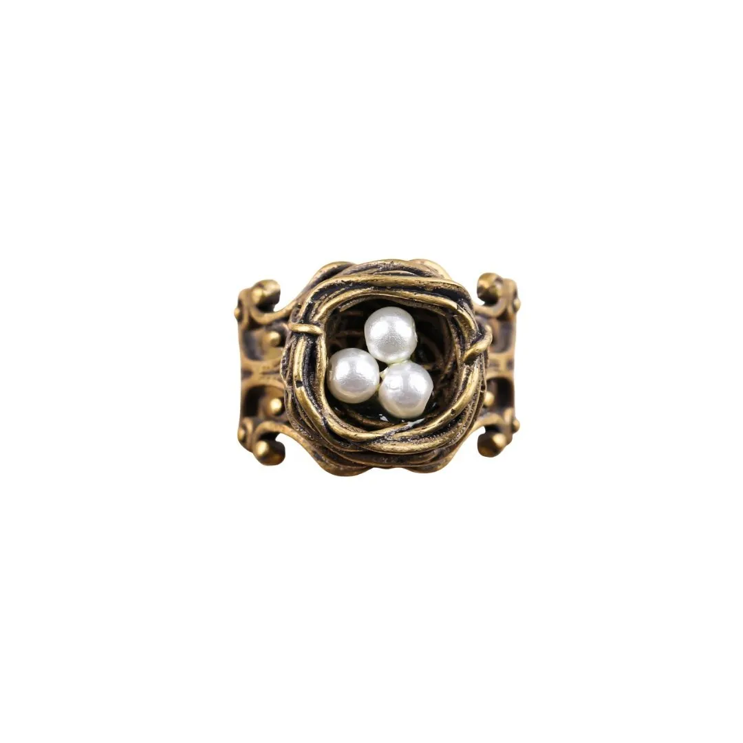 Bird's Nest Ring in Old Gold | Vintage | Adjustable Size