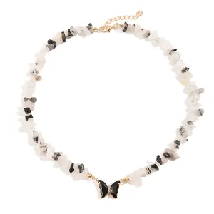Black & White Resin Butterfly Pendant Necklace
