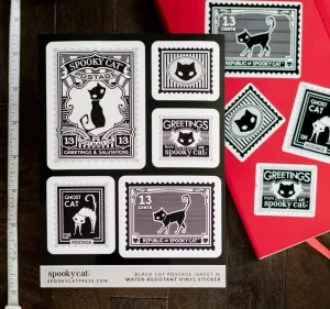 Black Cat Postage Vinyl Sticker (Sheet A)