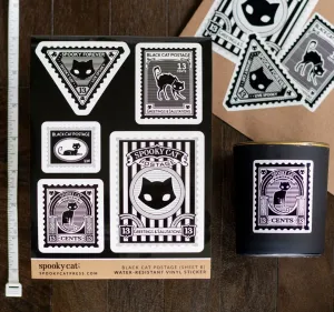 Black Cat Postage Vinyl Sticker (Sheet B)