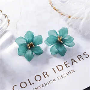 Blue Acrylic & 18K Gold-Plated Floral Stud Earrings