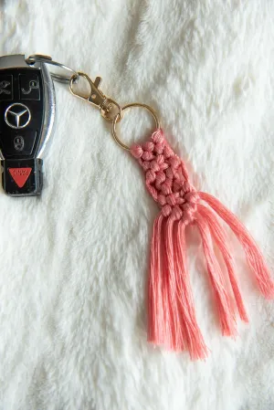 Boho Macramé Keychain in Pink