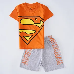 Boys Half Sleeves 2 Piece Suit (Super man)