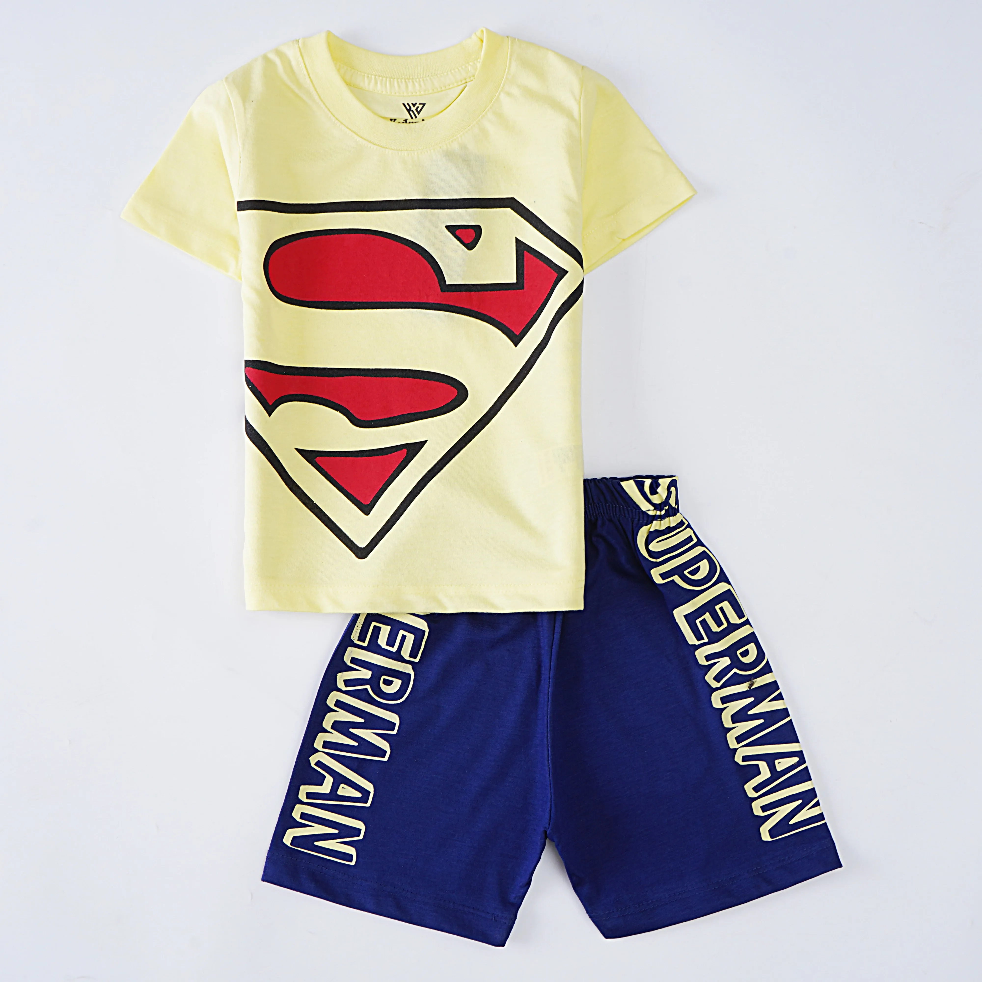 Boys Half Sleeves 2 Piece Suit (Super man)