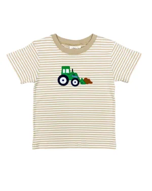 Boys Striped Shirt w/ Front Scoop Tractor