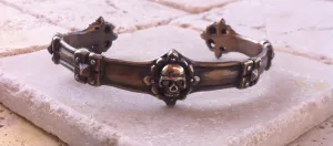 Bracelet - Bronze Skull Cuff with Diamonds