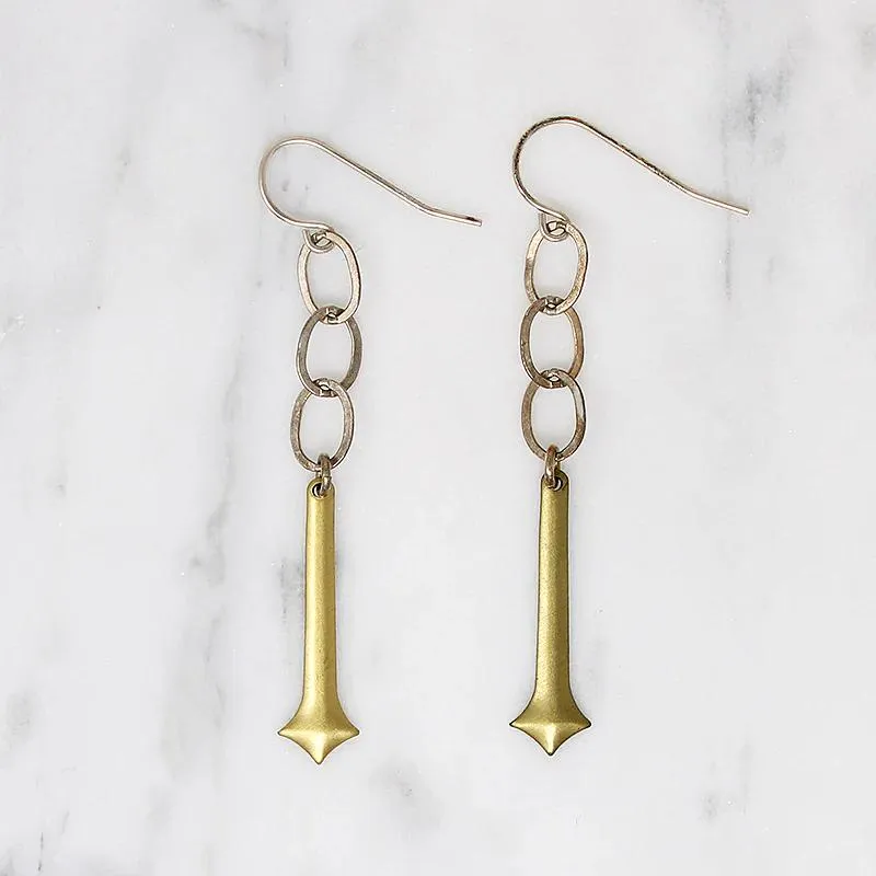 Brass Pendulum & Silver Earrings by Brin