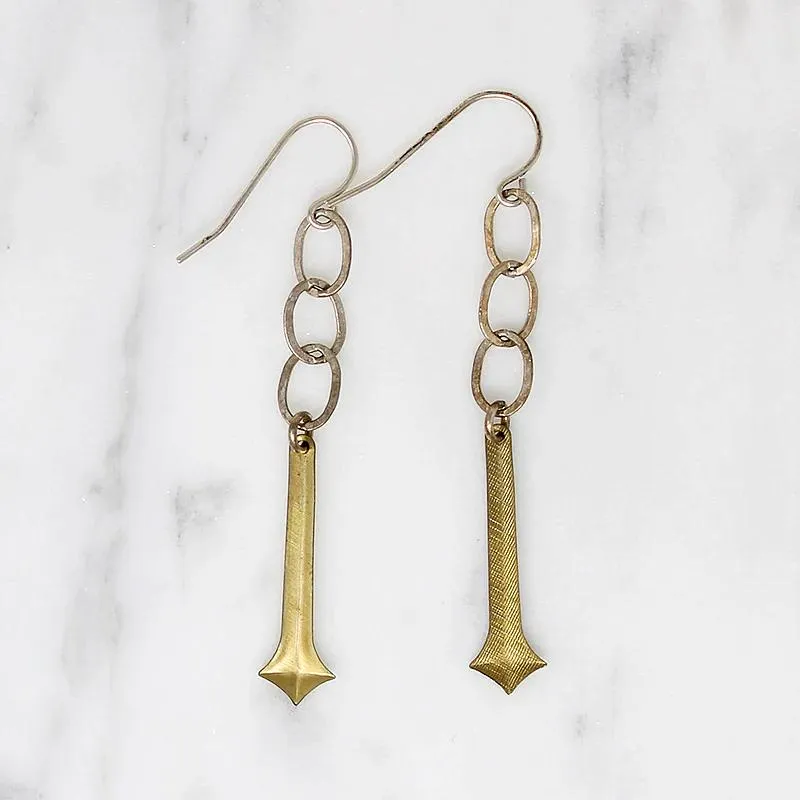 Brass Pendulum & Silver Earrings by Brin