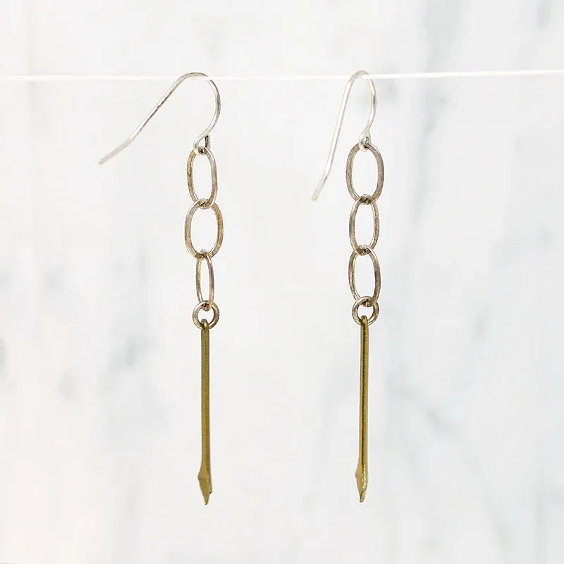 Brass Pendulum & Silver Earrings by Brin