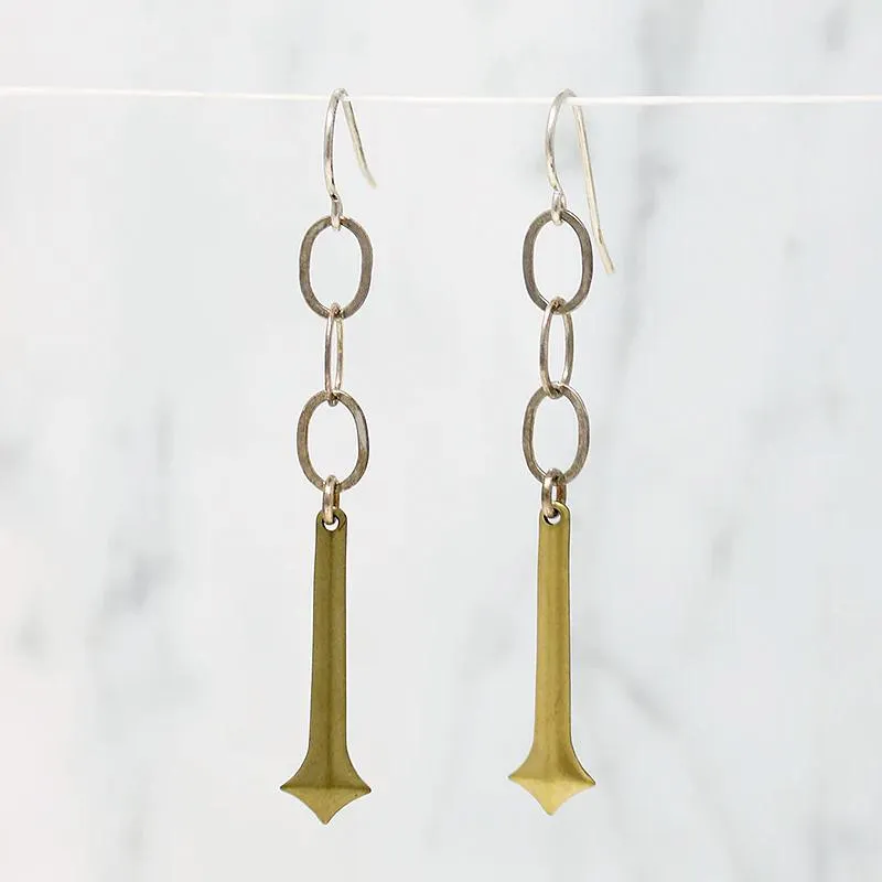 Brass Pendulum & Silver Earrings by Brin