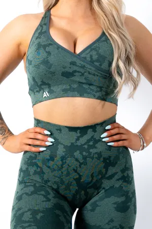 Cameron Camo Sports Bra Deep Green