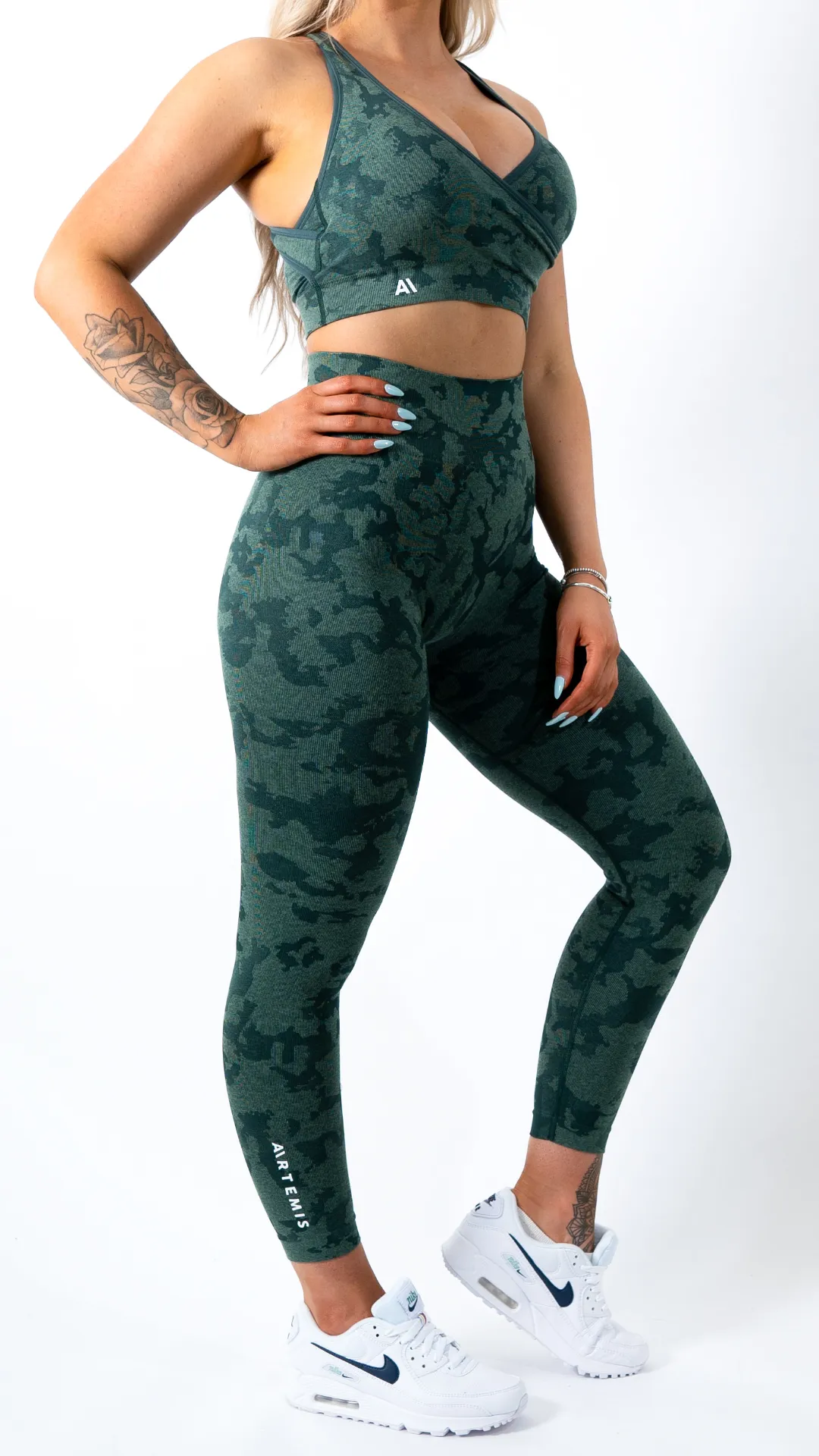 Cameron Camo Sports Bra Deep Green